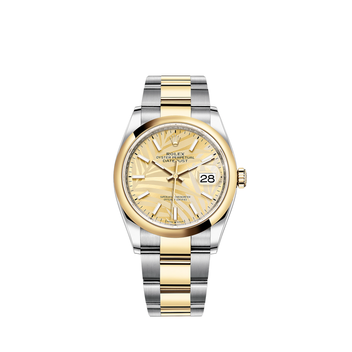 126203-0038 Rolex Datejust Oyster Palm Champ Dial 36mm
