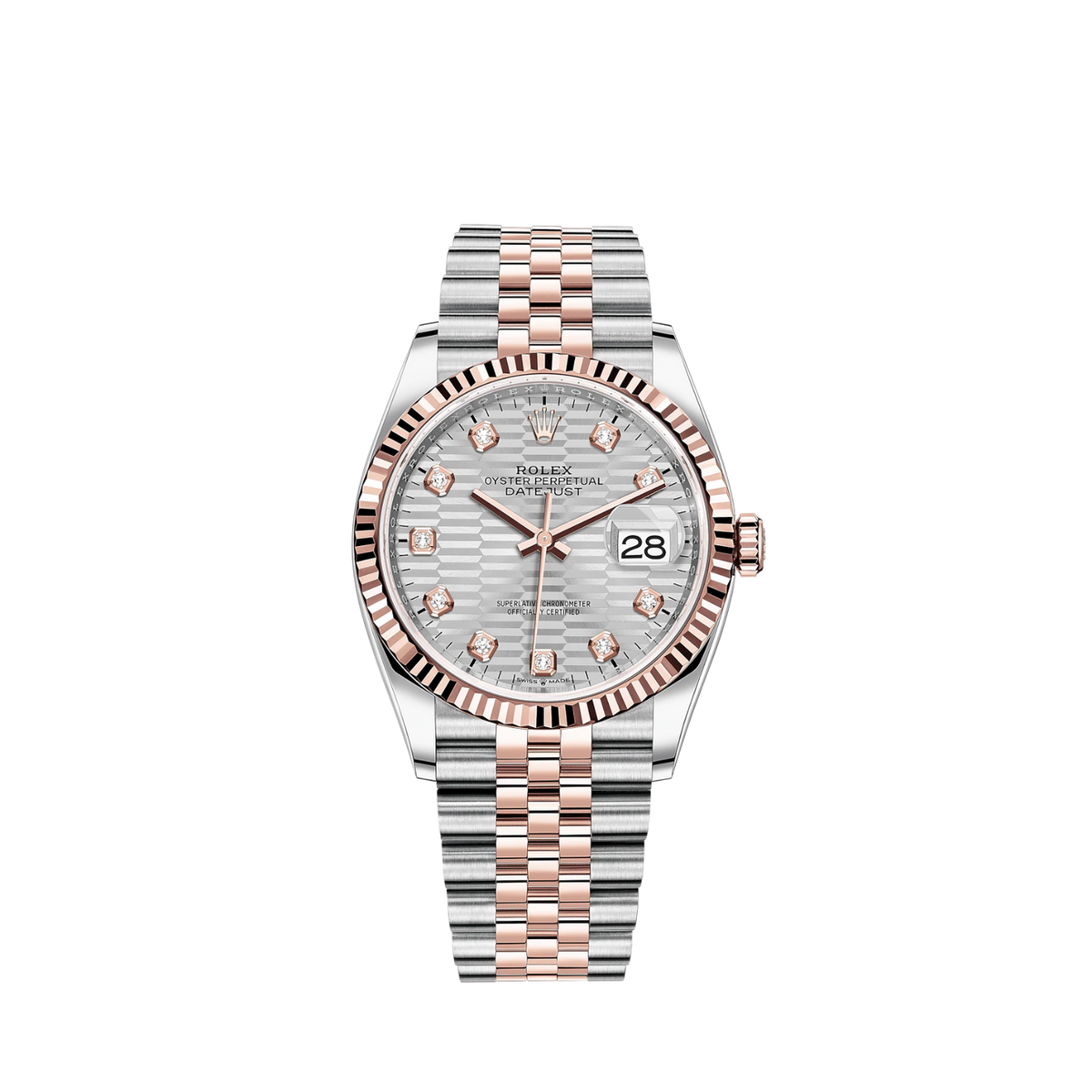 126231-0039 Rolex Datejust Fluted Grey Diamonds Dial 36mm