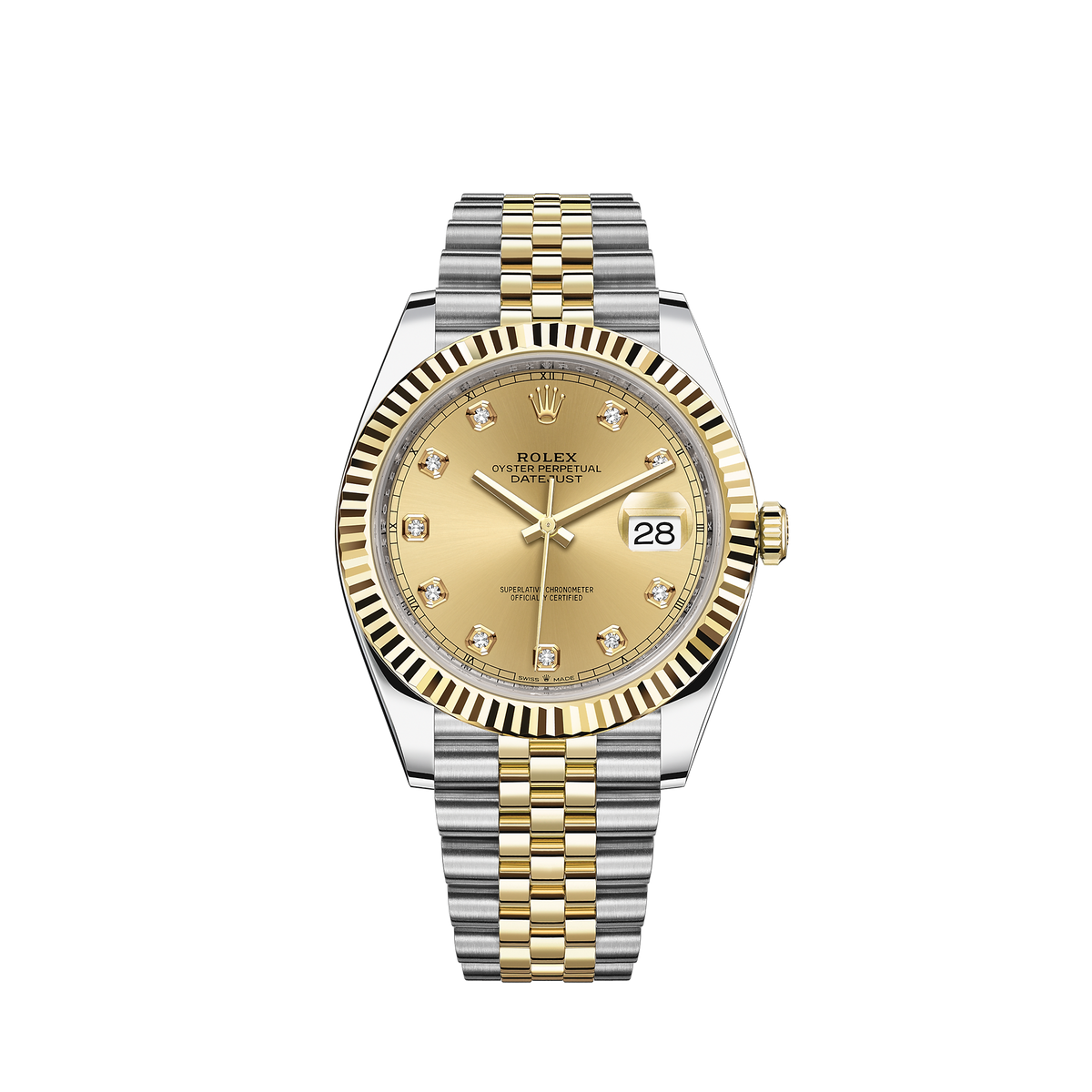 126333-0012 Rolex Datejust Jubilee Diamonds Gold Dial 41mm