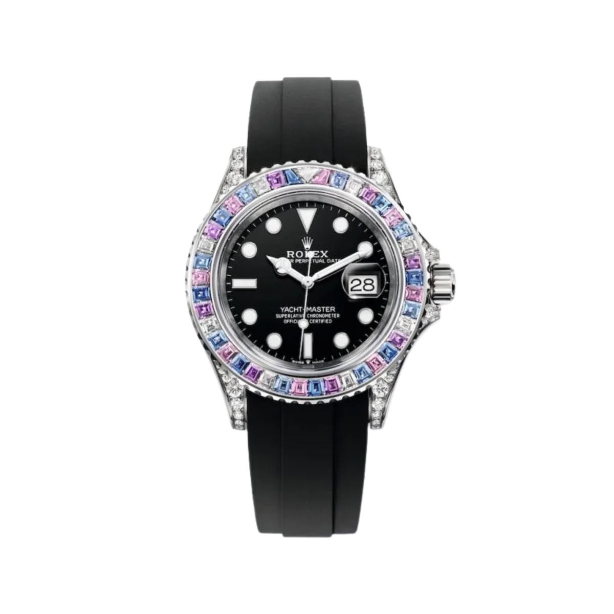 126679SABR-0002 Rolex Yacht-Master Diamond Bezel Black Dial 40mm