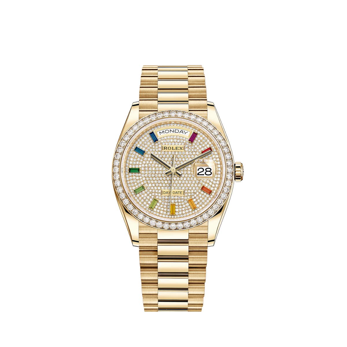 128348RBR-0030 Rolex Day Date Pave Dial 36mm