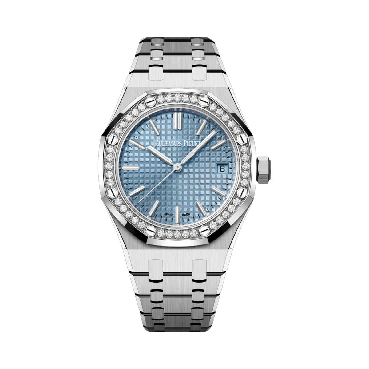 15551ST.ZZ.1356ST.04 Audemars Piguet Royal Oak Diamond Bezel Ice Blue Dial 37mm