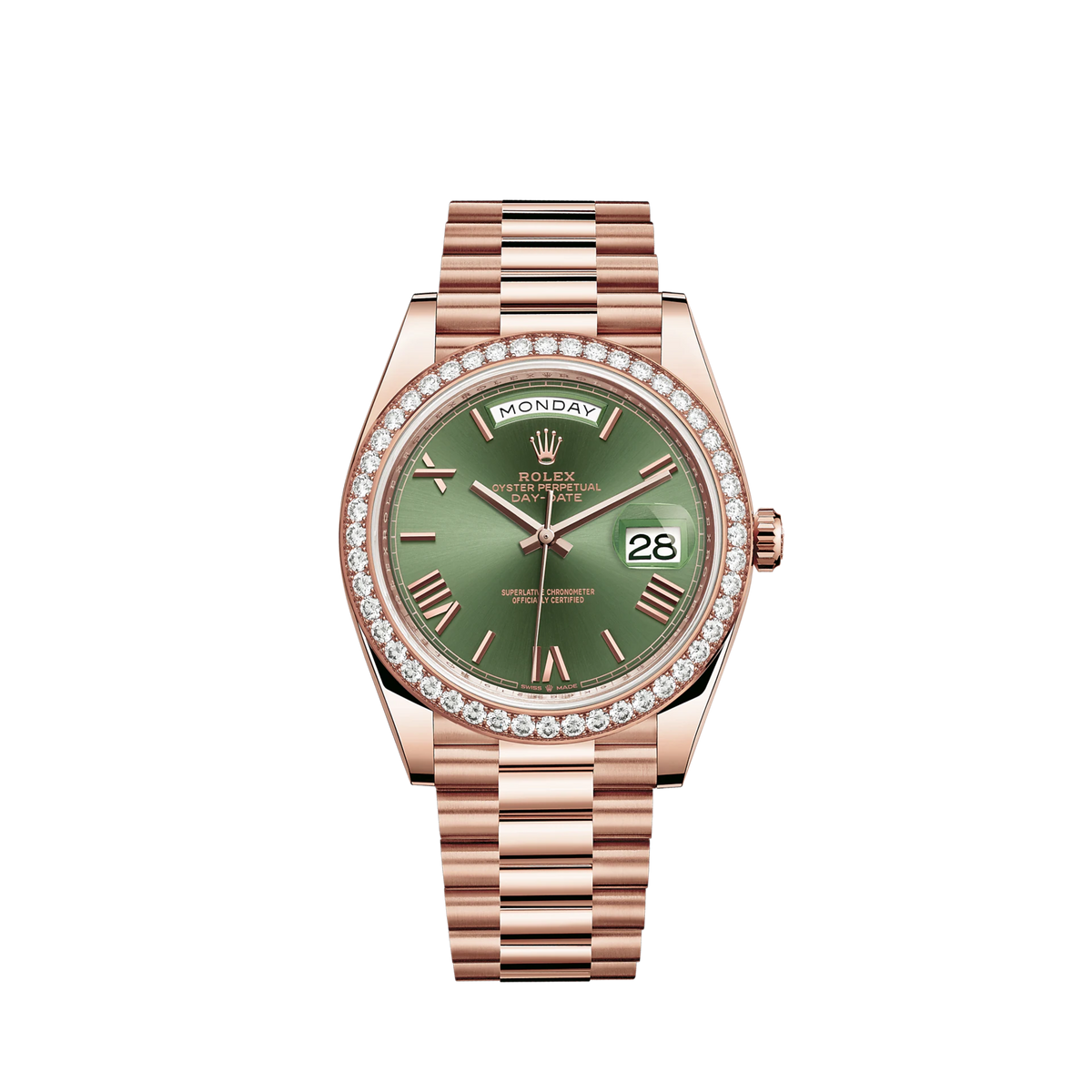 228345RBR-0011 Rolex Day-Date Diamonds Green Roman Dial 40mm