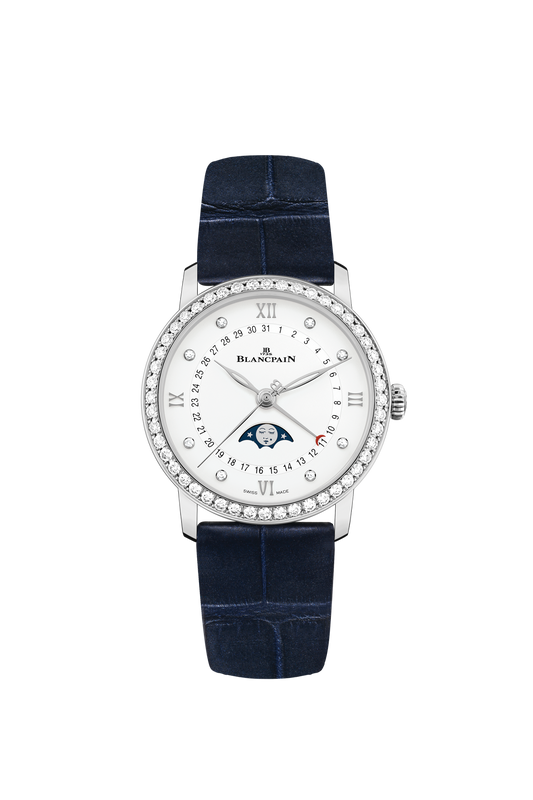 6126-4628-55B Blancpain Villeret Quantième Phase De Lune White Dial 33mm