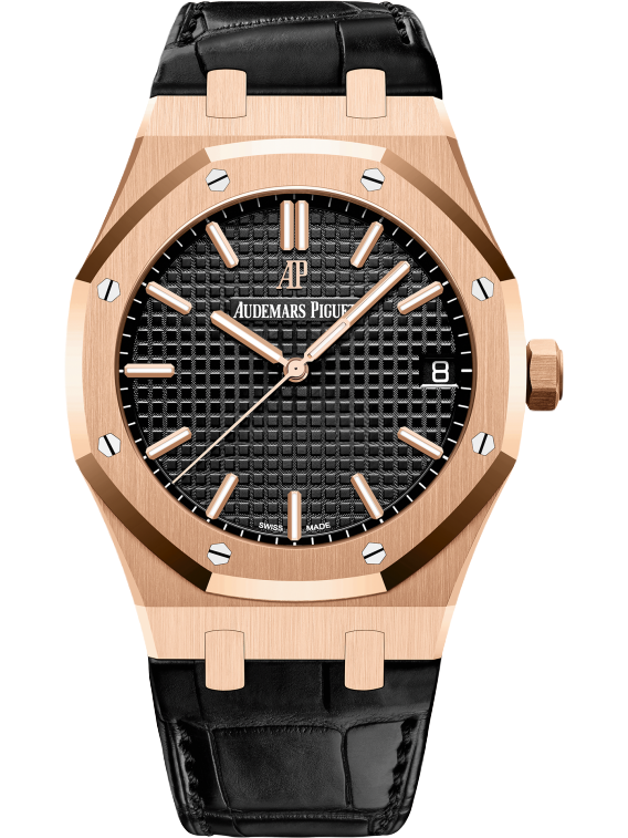 15500OR.OO.D002CR.01 Audemars Piguet Royal Oak Black Leather Strap 41mm