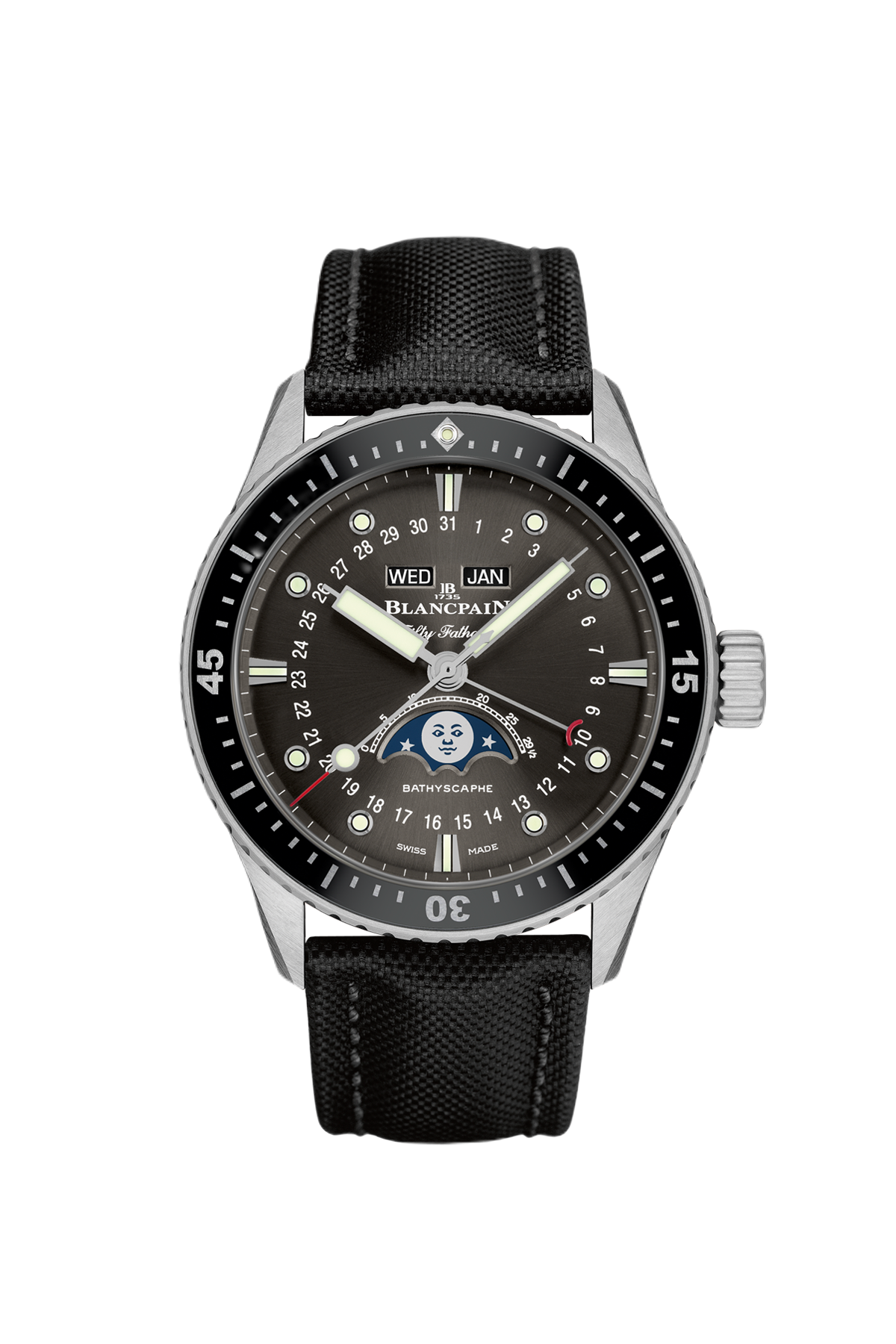 5054-1110-B52A Blancpain Fifty Fathoms Bathyscaphe Quantième Complet Phases de Lune 43mm