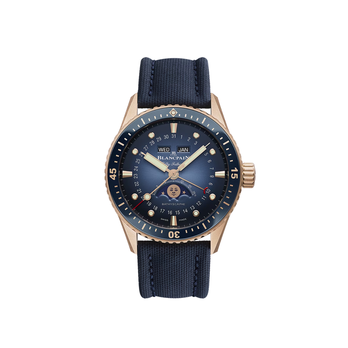 5054-3640-O52A Fifty Fathoms Blancpain Bathyscaphe Quantième Complet Phases de Lune 43mm