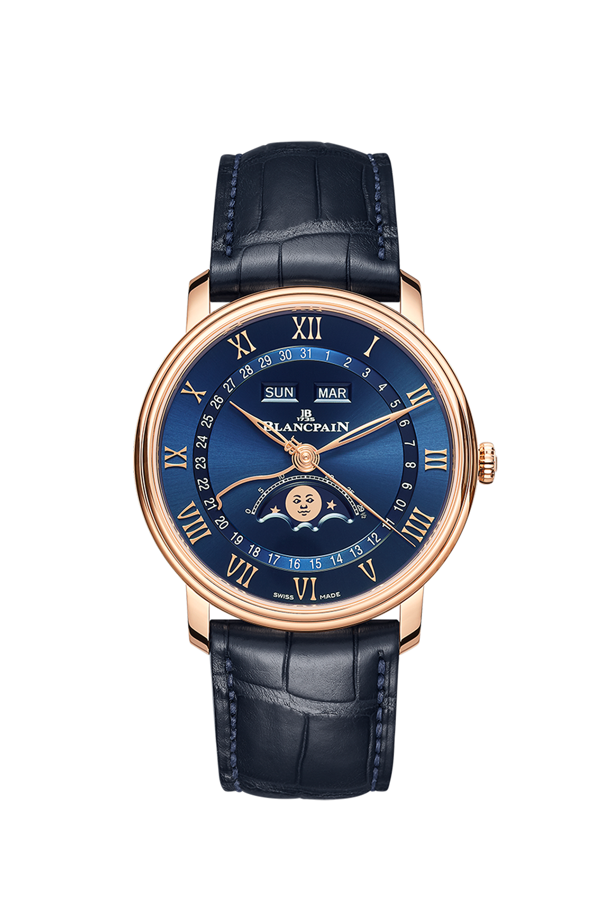 6654-3640-55B Blancpain Villeret Quantième Complet Blue Dial 40mm