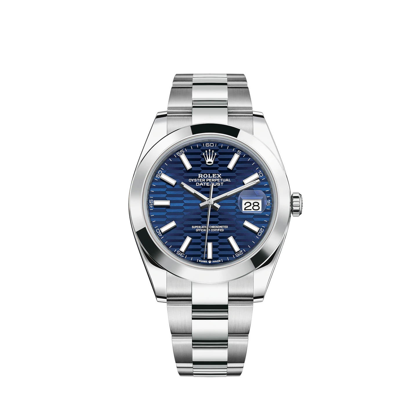 126300-0023 Rolex Datejust Oyster Fluted Blue Dial 41mm