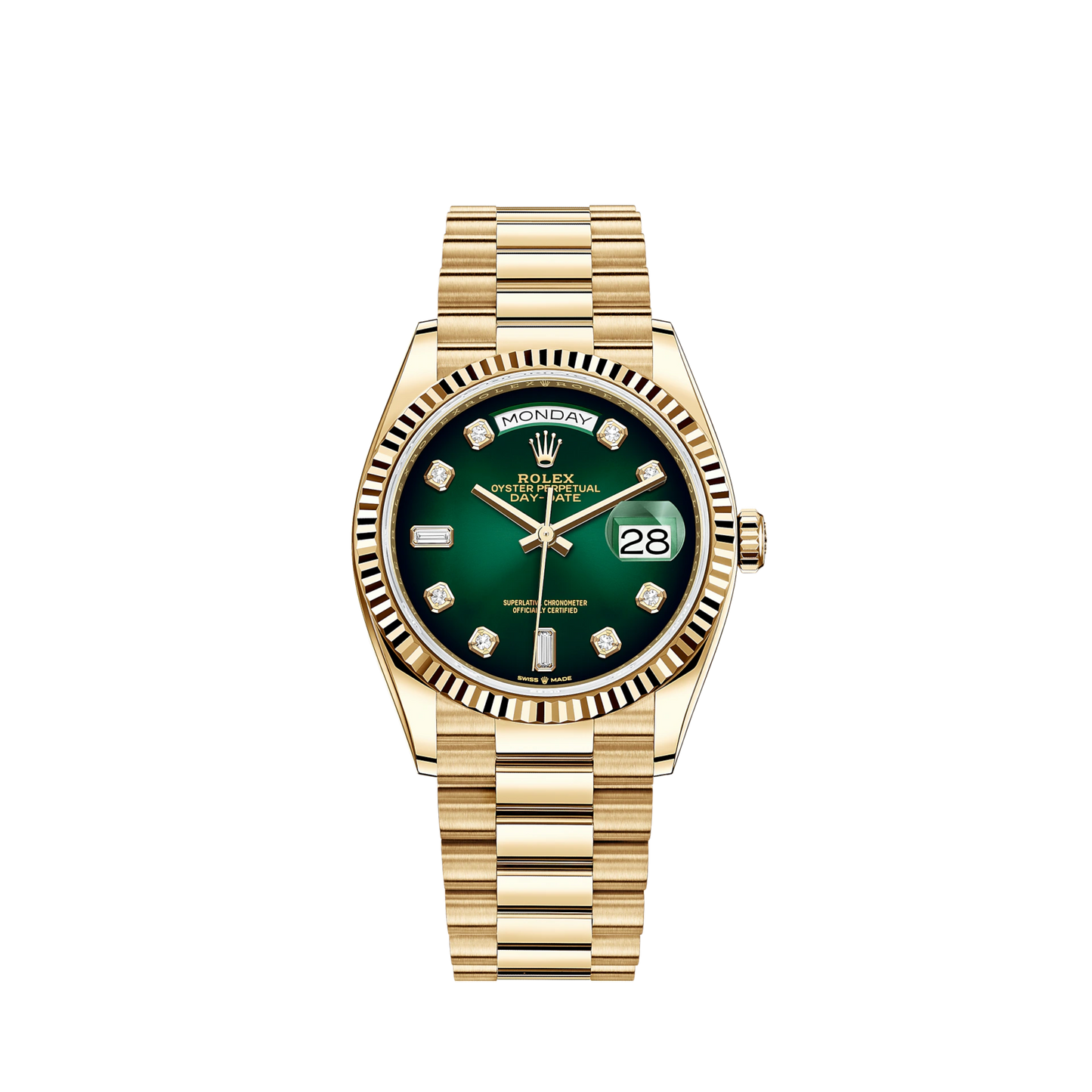 128238-0069 Rolex Day-Date Green Diamonds Dial 36mm