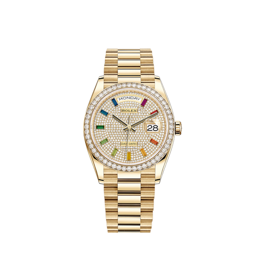 128348RBR-0030 Rolex Day Date Pave Dial 36mm