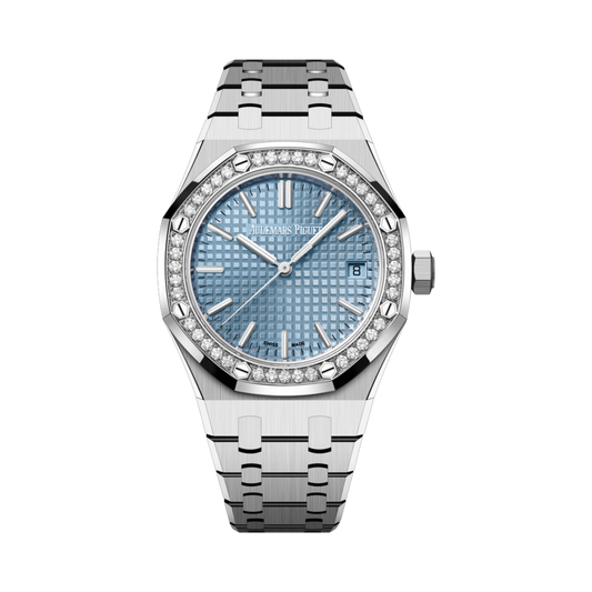15551ST.ZZ.1356ST.04 Audemars Piguet Royal Oak Diamond Bezel Ice Blue Dial 37mm