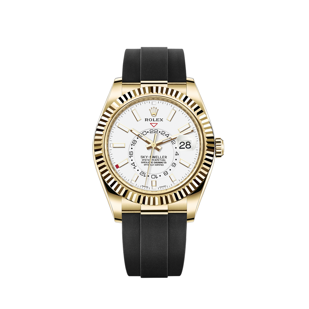 326238-0006 Rolex Sky Dweller Rubber Strap White Dial 42mm