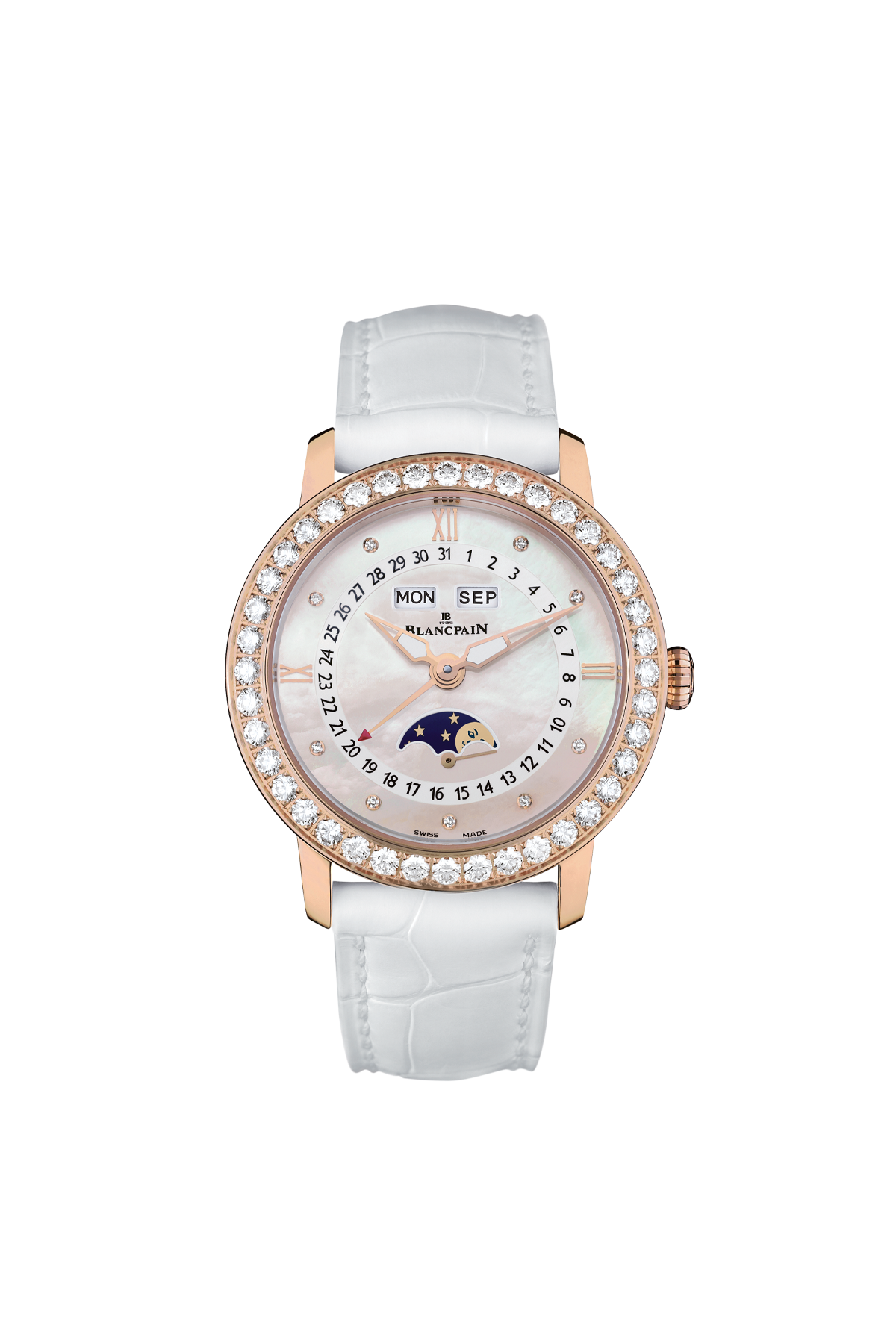 3663-2954-55B Blancpain Ladybird Quantième Complet Pearl Dial 35mm