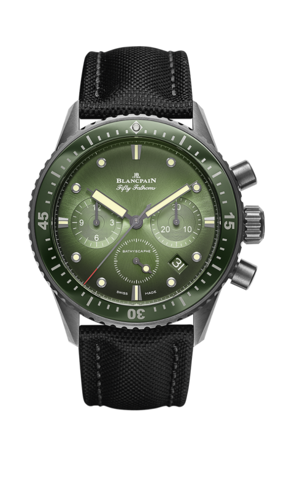 5200-0153-B52A Blancpain Fifty Fathoms Bathyscaphe Chronographe Flyback Green Dial 43mm