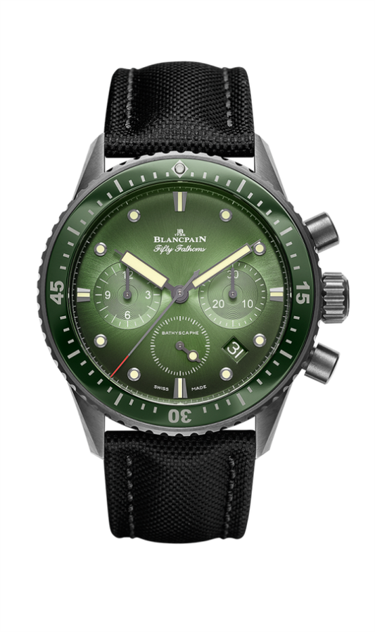 5200-0153-B52A Blancpain Fifty Fathoms Bathyscaphe Chronographe Flyback Green Dial 43mm