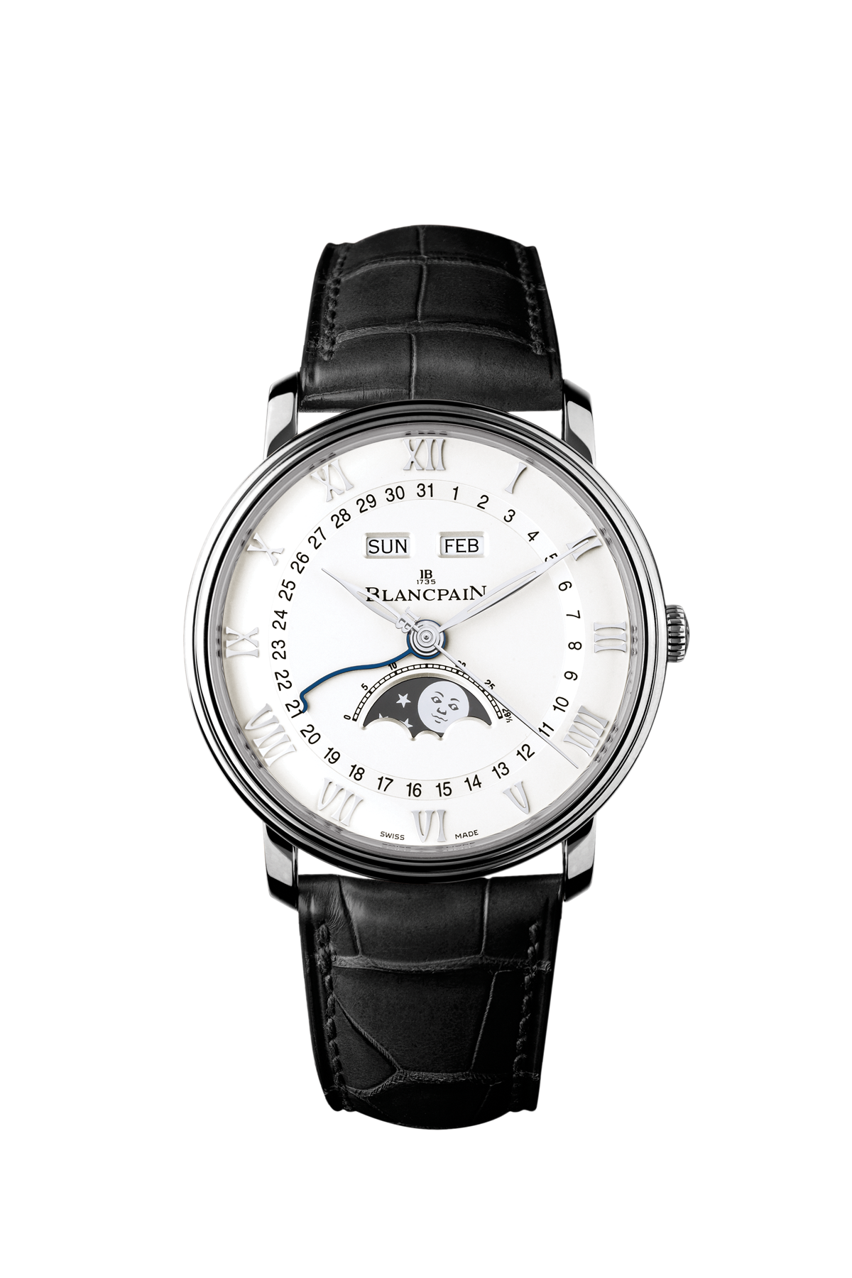 6654A-1127-55B Blancpain Villeret Quantième Complet White Dial 40mm
