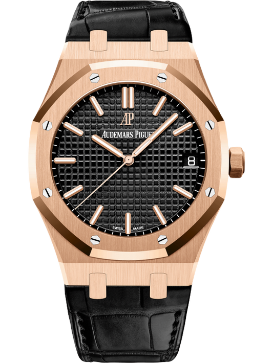 15500OR.OO.D002CR.01 Audemars Piguet Royal Oak Black Leather Strap 41mm