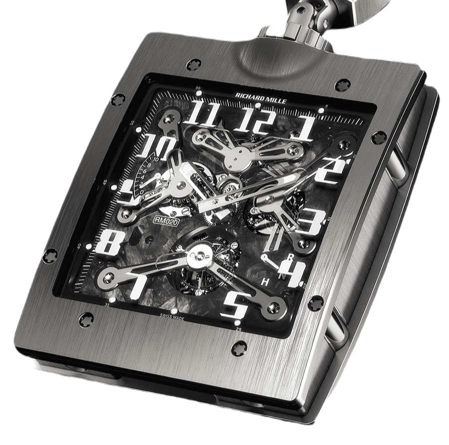 RM020 Richard Mille Manual Winding Tourbillon Pocket Watch 52x62mm